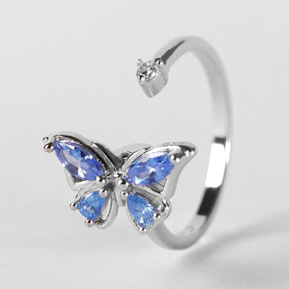 925 Sterling Silver - Butterfly Spinner Ring